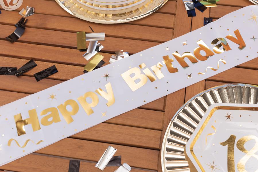 FASCIA HAPPY BIRTHDAY ANNI METAL ORO PZ.1 1 FASCIA HAPPY BIRTHDAY ANNI METAL ORO PZ.1