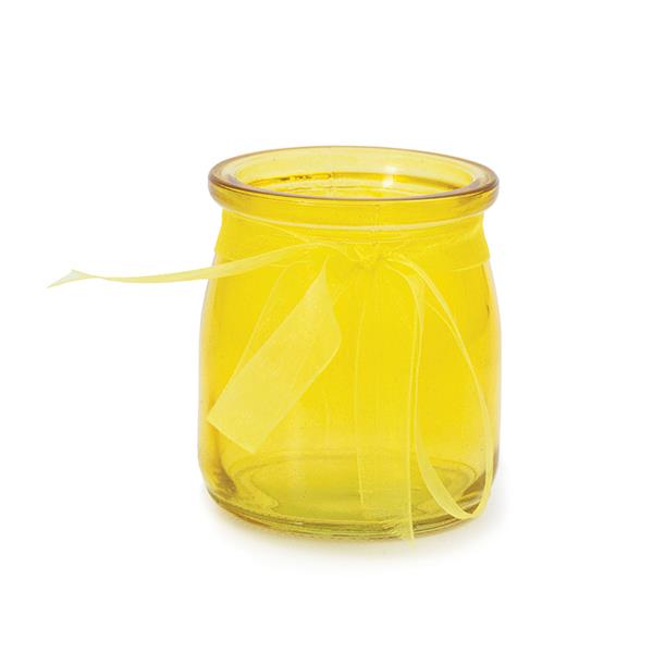 VASETTO VETRO NASTRO ORGANZA GIALLO 1 VASETTO VETRO NASTRO ORGANZA GIALLO