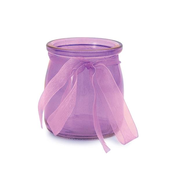 VASETTO VETRO NASTRO ORGANZA VIOLA 1 VASETTO VETRO NASTRO ORGANZA VIOLA