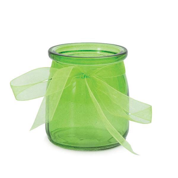 VASETTO VETRO NASTRO ORGANZA VERDE