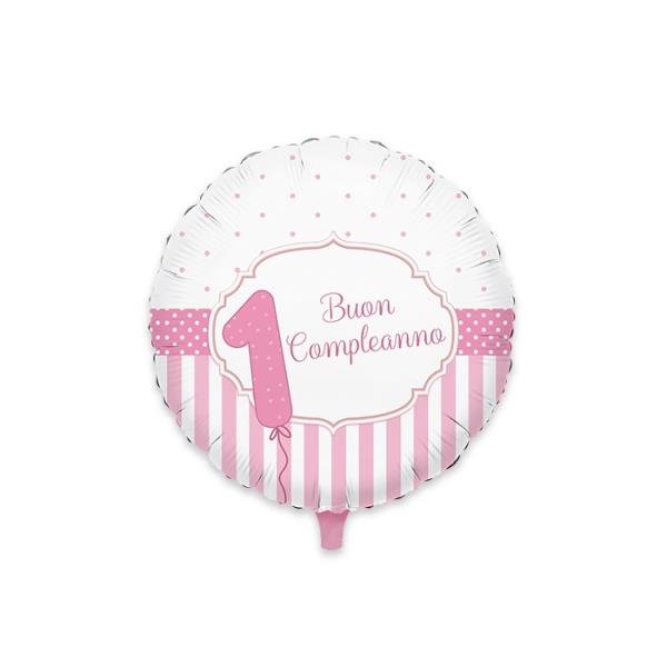 PALLONCINO MYLAR 18'' PRIMO COMPLEANNO ROSA