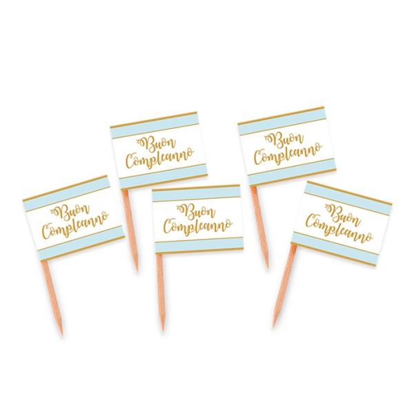 PICK BUON COMPLEANNO CHIC CELESTE pz.25 1 PICK BUON COMPLEANNO CHIC CELESTE pz.25
