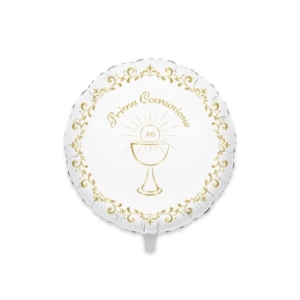PALLONCINO MYLAR 18'' PRIMA COMUNIONE GOLD METAL