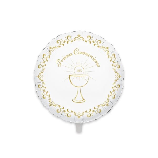 PALLONCINO MYLAR 18'' PRIMA COMUNIONE GOLD METAL 1 PALLONCINO MYLAR 18'' PRIMA COMUNIONE GOLD METAL