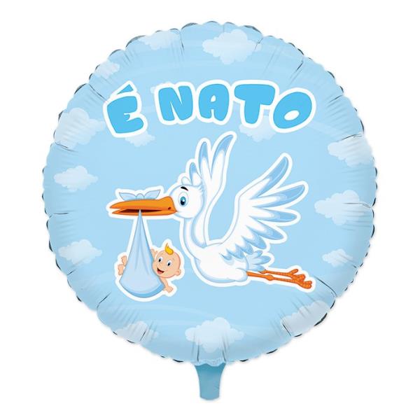 PALLONCINO MYLAR 18'' CICOGNA NUVOLA CELESTE 1 PALLONCINO MYLAR 18'' CICOGNA NUVOLA CELESTE