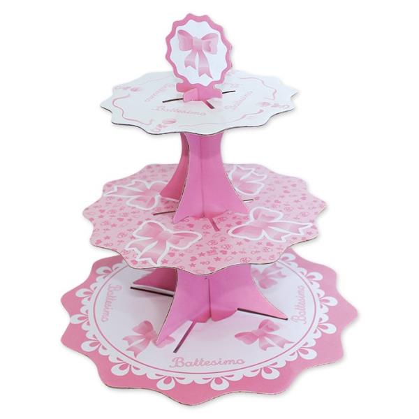 ALZATINA MUFFIN 3 PIANI IL MIO BATTESIMO ROSA 1 ALZATINA MUFFIN 3 PIANI IL MIO BATTESIMO ROSA