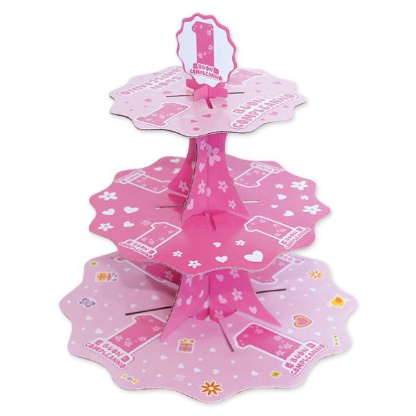 ALZATINA MUFFIN 3 PIANI ONE PINK pz.1 1 ALZATINA MUFFIN 3 PIANI ONE PINK pz.1