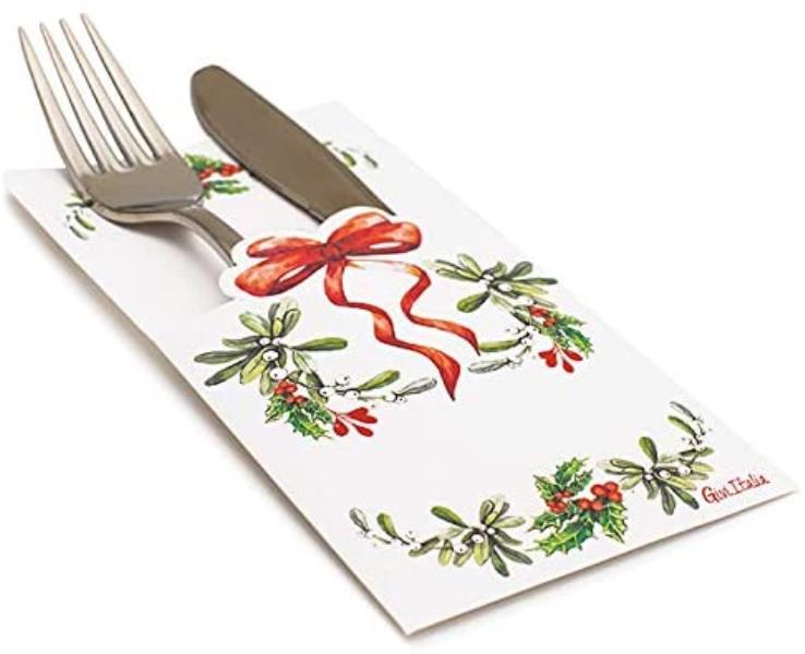 PORTA POSATE HOLLY CHRISTMAS cm. 13X20 PZ.4 1 PORTA POSATE HOLLY CHRISTMAS cm. 13X20 PZ.4