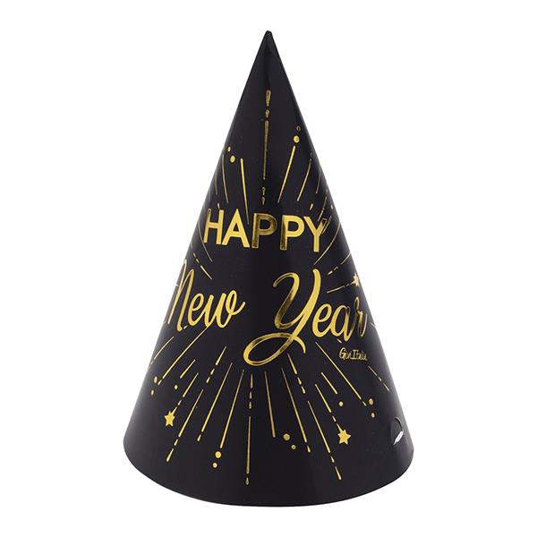 CAPPELLINI IN CARTA HAPPY NEW YEAR ORO METAL PZ.6 1 CAPPELLINI IN CARTA HAPPY NEW YEAR ORO METAL PZ.6
