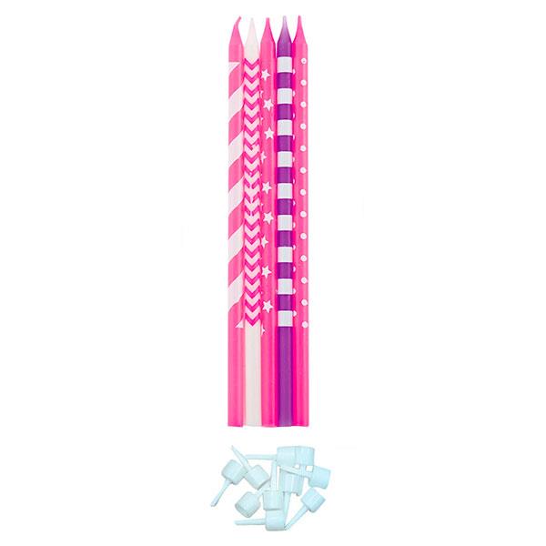 CANDELE STELO STAMPATE FUXIA PZ.10 1 CANDELE STELO STAMPATE FUXIA PZ.10