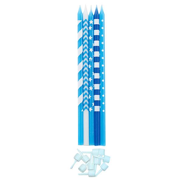 CANDELE STELO STAMPATE TURCHESE PZ.10 1 CANDELE STELO STAMPATE TURCHESE PZ.10