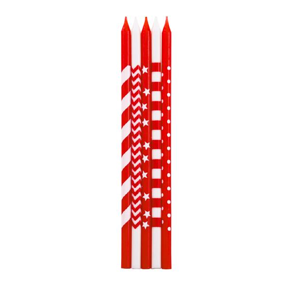 CANDELE STELO STAMPATE ROSSO PZ.10 1 CANDELE STELO STAMPATE ROSSO PZ.10