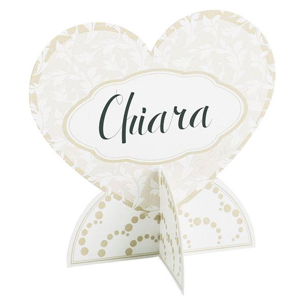 SEGNAPOSTO FORMA DI CUORE CON DECORO AVORIO PZ.6 1 SEGNAPOSTO FORMA DI CUORE CON DECORO AVORIO PZ.6