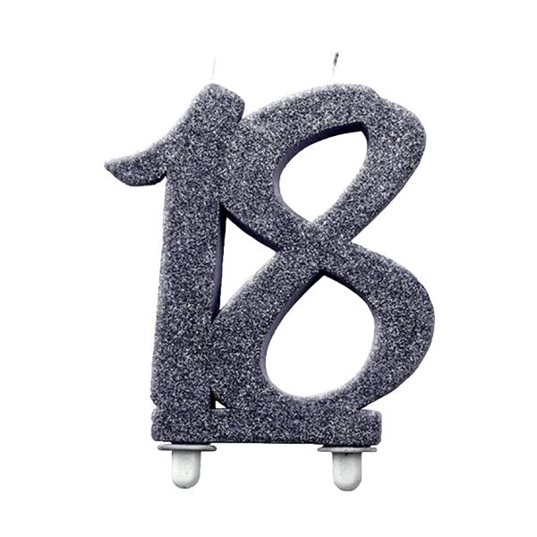 CANDELA 18 ANNI GLITTER NERA CM.12 1 CANDELA 18 ANNI GLITTER NERA CM.12