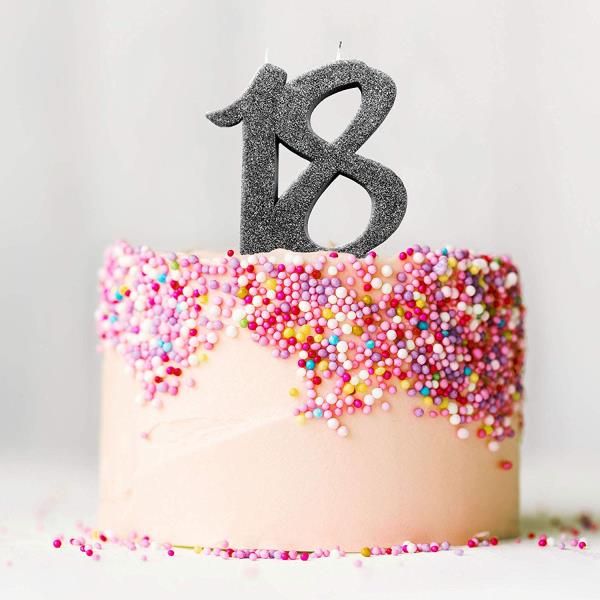 CANDELA 18 ANNI GLITTER NERA CM.12 2 CANDELA 18 ANNI GLITTER NERA CM.12