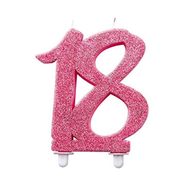 CANDELA 18 ANNI GLITTER ROSA CM.12 1 CANDELA 18 ANNI GLITTER ROSA CM.12