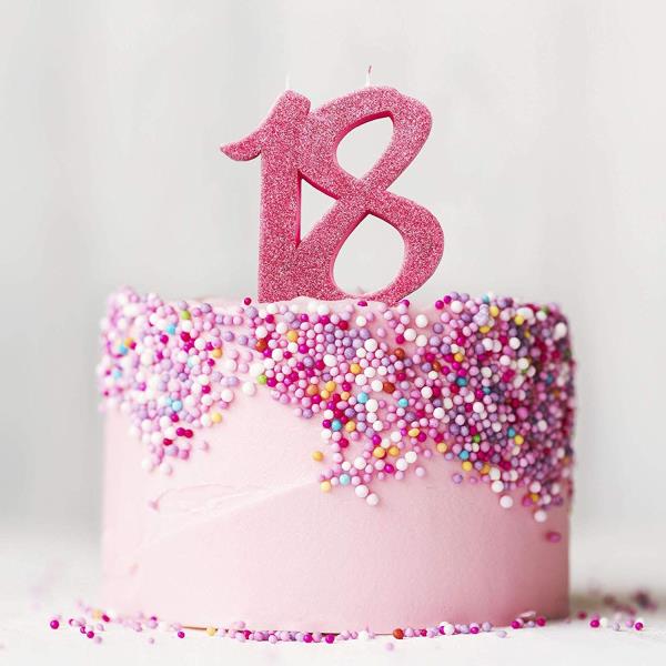 CANDELA 18 ANNI GLITTER ROSA CM.12 2 CANDELA 18 ANNI GLITTER ROSA CM.12