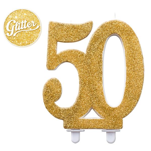 CANDELA 50 ANNI GLITTER ORO CM.12 1 CANDELA 50 ANNI GLITTER ORO CM.12