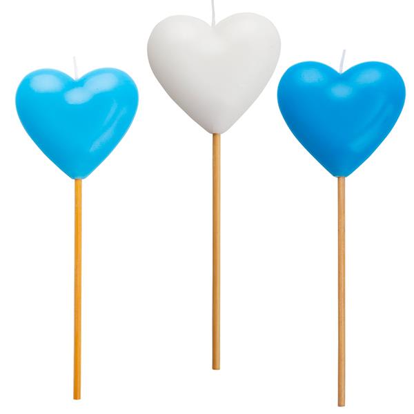 CANDELA PICK CUORE ASS.TE BIANCO AZZURRO E BLU PZ.1