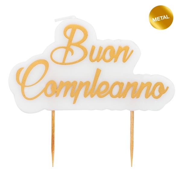 CANDELINA SAGOMATA BUON COMPLEANNO STAMPA ORO 1 CANDELINA SAGOMATA BUON COMPLEANNO STAMPA ORO