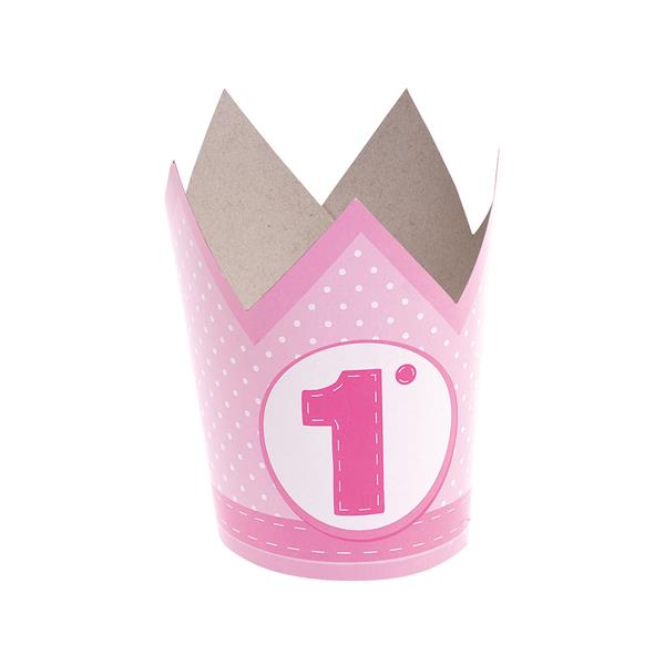 CORONCINA 1 COMPLEANNO ROSA PZ.6