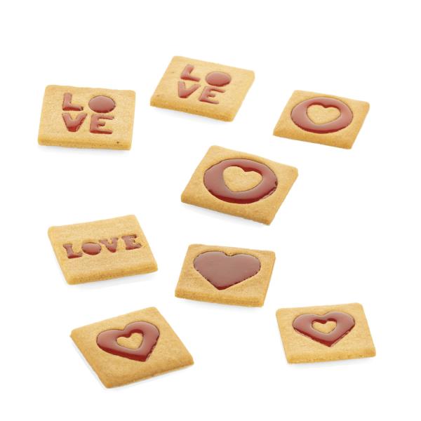 FORMABISCOTTI LOVE VOILA' COOKIE 24x15 h.2 cm. SILIKOMART 4 FORMABISCOTTI LOVE VOILA' COOKIE 24x15 h.2 cm. SILIKOMART