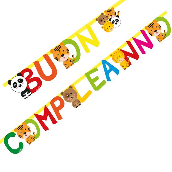 FESTONE BUON COMPLEANNO JUNGLA SAFARI ZOO PARTY MT.2,80 1 FESTONE BUON COMPLEANNO JUNGLA SAFARI ZOO PARTY MT.2,80