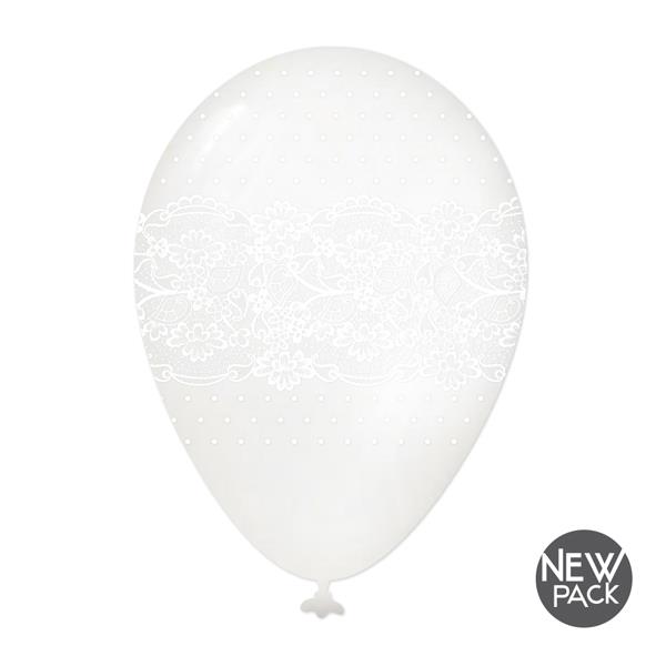 PALLONCINO EFFETTO PIZZO BIANCO PERLATO PZ.10 1 PALLONCINO EFFETTO PIZZO BIANCO PERLATO PZ.10
