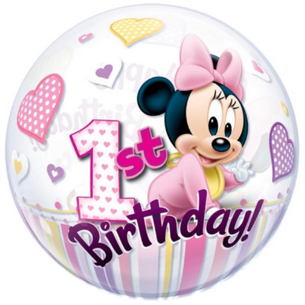 PALLONCINO 22'' BUBBLE MINNIE 1° COMPLEANNO 1 PALLONCINO 22'' BUBBLE MINNIE 1° COMPLEANNO