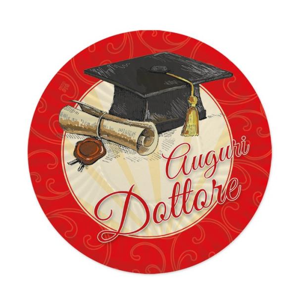 PIATTO Ø18 cm. LAUREA VINTAGE AUGURI DOTTORE pz.8 1 PIATTO Ø18 cm. LAUREA VINTAGE AUGURI DOTTORE pz.8
