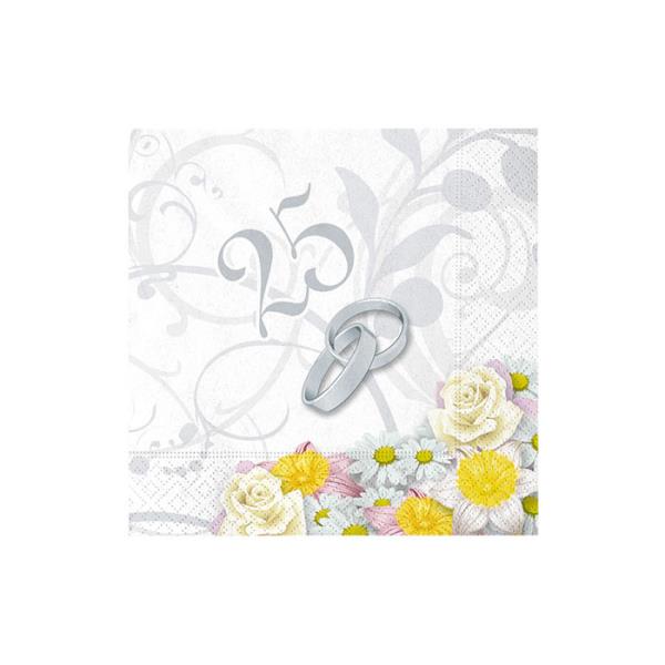 TOVAGLIOLO 25x25 cm. 25 ANNIVERSARIO BOUQUET pz.20 1 TOVAGLIOLO 25x25 cm. 25 ANNIVERSARIO BOUQUET pz.20