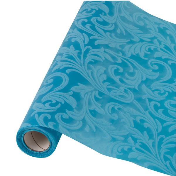 RUNNER TESSUTO FLOCCATO DAMASCATO MT.3 AZZURRO 1 RUNNER TESSUTO FLOCCATO DAMASCATO MT.3 AZZURRO