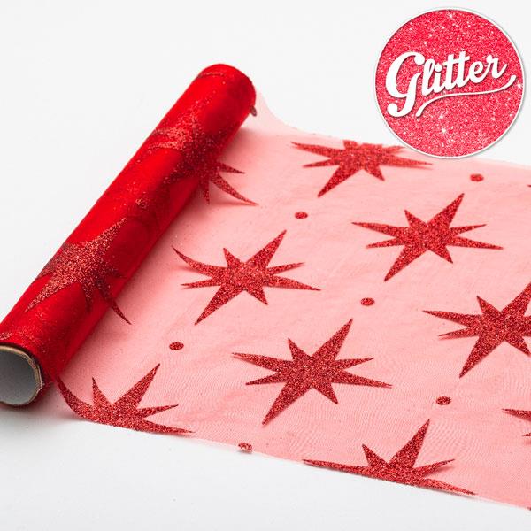 RUNNER MT.3 ORGANZA STELLE ROSSE GLITTER 1 RUNNER MT.3 ORGANZA STELLE ROSSE GLITTER
