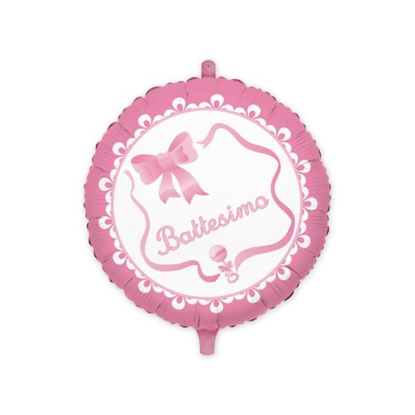 PALLONE MYLAR 18'' BATTESIMO ROSA 1 PALLONE MYLAR 18'' BATTESIMO ROSA