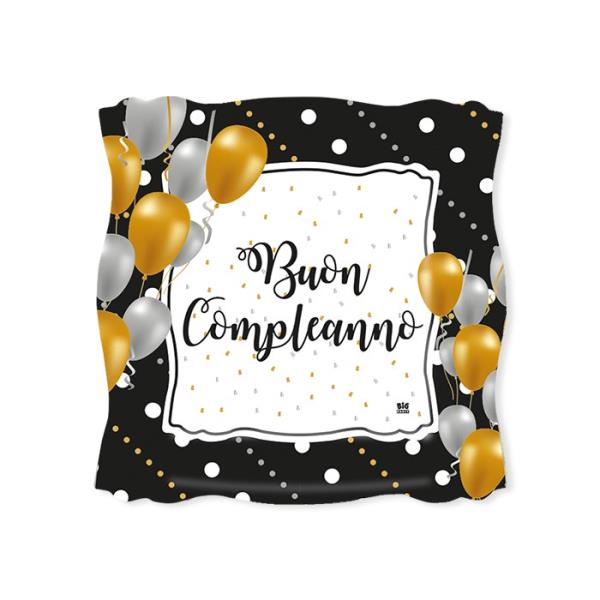 PIATTO QUADRATO CM.19 BUON COMPLEANNO PRESTIGE pz.8 1 PIATTO QUADRATO CM.19 BUON COMPLEANNO PRESTIGE pz.8