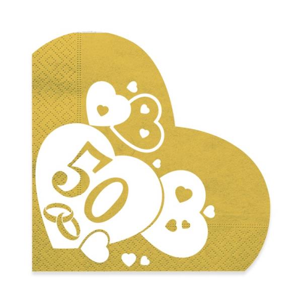 TOVAGLIOLO CUORE NOZZE D'ORO pz.20 1 TOVAGLIOLO CUORE NOZZE D'ORO pz.20