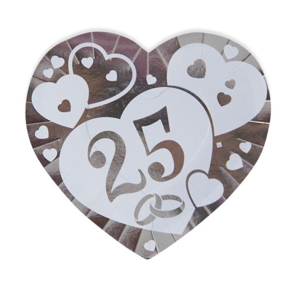 PIATTO SAGOMATO CUORE NOZZE D'ARGENTO