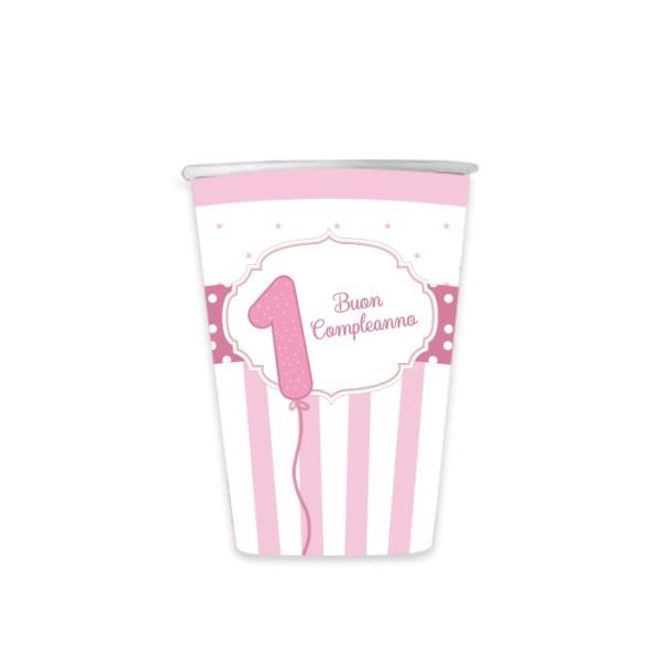 BICCHIERE PRIMO COMPLEANNO ROSA 1 BICCHIERE PRIMO COMPLEANNO ROSA
