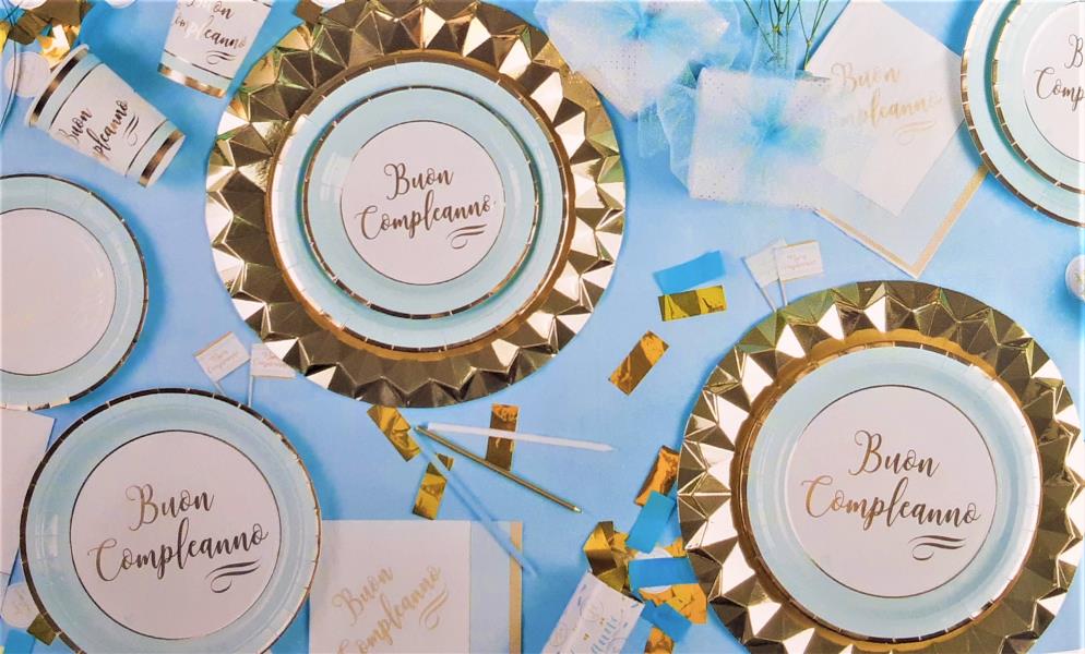 PICK BUON COMPLEANNO CHIC CELESTE pz.25 2 PICK BUON COMPLEANNO CHIC CELESTE pz.25