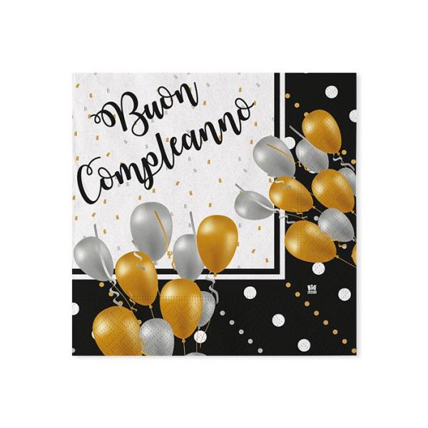TOVAGLIOLO 25X25 BUON COMPLEANNO PRESTIGE pz.20 1 TOVAGLIOLO 25X25 BUON COMPLEANNO PRESTIGE pz.20