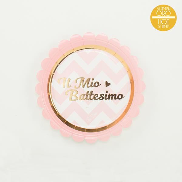 PIATTO DESSERT IL MIO BATTESIMO BABY CHIC ROSA 1 PIATTO DESSERT IL MIO BATTESIMO BABY CHIC ROSA