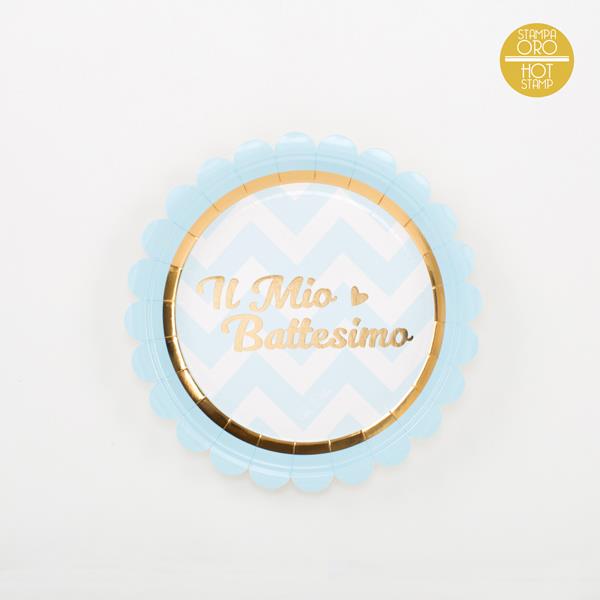 PIATTO DESSERT IL MIO BATTESIMO BABY CHIC CELESTE 1 PIATTO DESSERT IL MIO BATTESIMO BABY CHIC CELESTE