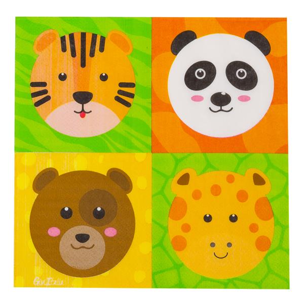 TOVAGLIOLI 33X33 JUNGLA SAFARI ZOO PARTY PZ.16 1 TOVAGLIOLI 33X33 JUNGLA SAFARI ZOO PARTY PZ.16
