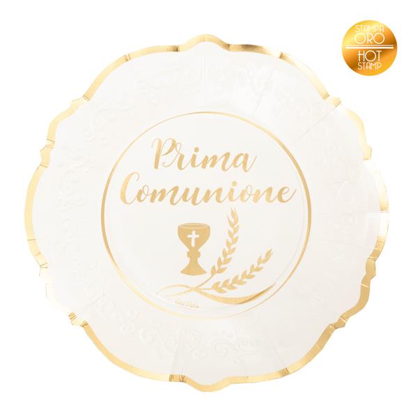 PIATTI LIBERTY CM.27 COMUNIONE STAMPA ORO PZ.8 1 PIATTI LIBERTY CM.27 COMUNIONE STAMPA ORO PZ.8