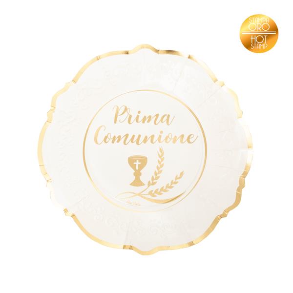 PIATTI LIBERTY CM.21 COMUNIONE STAMPA ORO PZ.8 1 PIATTI LIBERTY CM.21 COMUNIONE STAMPA ORO PZ.8