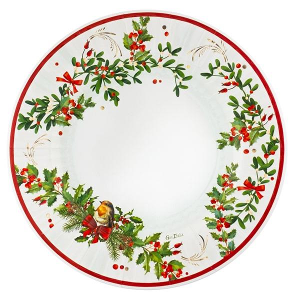 PIATTO ROUND SHAPE Ø27 POSTCARD CHRISTMAS PZ.8 1 PIATTO ROUND SHAPE Ø27 POSTCARD CHRISTMAS PZ.8