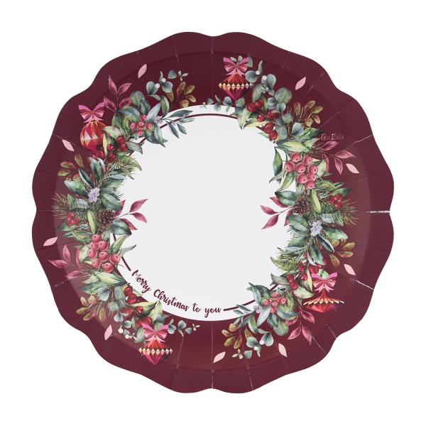 PIATTO PIANO NEW LIBERTY Ø27 cm. COMPOSTABILE CHERRY CHRISTMAS pz.8 1 PIATTO PIANO NEW LIBERTY Ø27 cm. COMPOSTABILE CHERRY CHRISTMAS pz.8
