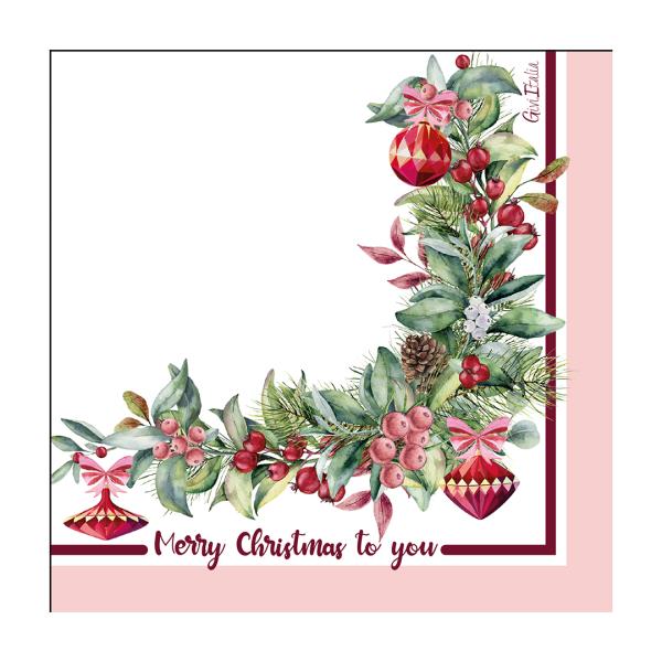 TOVAGLIOLO 33x33 cm. CHERRY CHRISTMAS pz.16 1 TOVAGLIOLO 33x33 cm. CHERRY CHRISTMAS pz.16