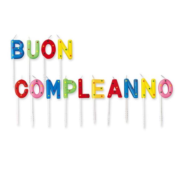 CANDELE BUON COMPLEANNO COLORATE POIS 1 CANDELE BUON COMPLEANNO COLORATE POIS