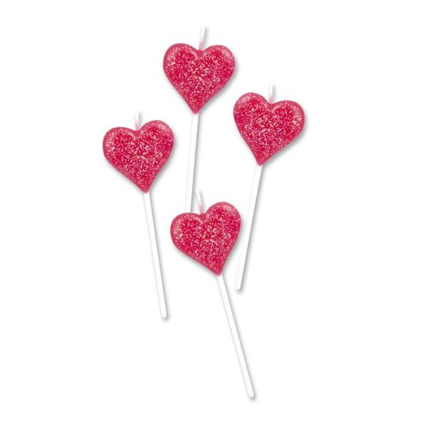 CANDELINE CUORE SU STECCO PZ.4 1 CANDELINE CUORE SU STECCO PZ.4